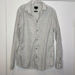 Black speckled button down